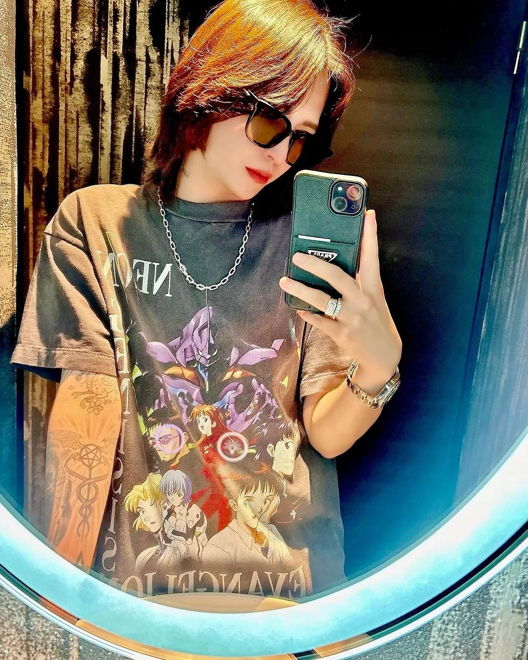 SAINT Mxxxxxx × EVANGELION NEON GNSIS TEE/BLK co-branded Neon Genesis Evangelion distressed short-sleeves, washed black S-XL, vintage NEW VINTAGE, top printing technology, garment dyeing, re-washed, distressed, correct co-branded main mark/washing mark